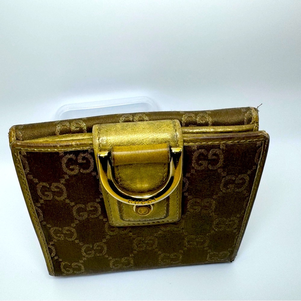 Gucci Abbey Line D-Ring Wallet GG Metallic with Coin Pocket Authentic Vintage - Picture 6 of 16